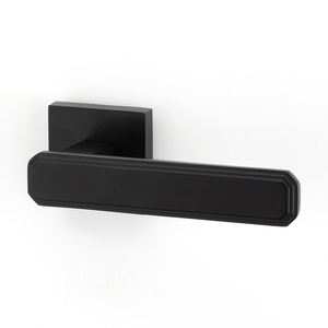 Manija de Puerta de Aleación de Aluminio con Diseño Moderno de Ranuras Lineales, Roseta Cuadrada, Herraje de Privacidad para Pasillos Interiores, Perfil Elegante - Product Image 5