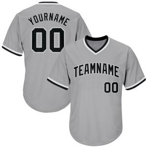 Camiseta de Béisbol Personalizada con Cuello en V Gris para Hombre, Manga Corta, Nombre del Equipo, Ropa Deportiva de Poliéster que Absorbe la Humedad - Product Image 2