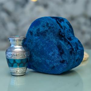 Personalized Pet Cremation Urn <b>Hand</b> Engraved <b>Mini</b> Memorial Urn Velvet Case Beautiful Peaceful Dark Blue <b>Hand</b> Engraved - Product Image 4