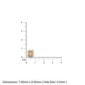 Cuentas de oro de 14k con esmeraldas baguette piramidales de 8mm / Cuentas redondas de esmeralda hechas a mano / Cuentas europeas / Separadores de oro macizo - Product Image 2