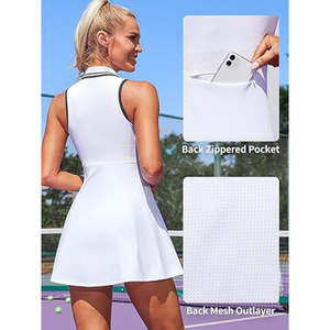 Robe de tennis 2-en-1 pour femme 2026 avec short intégré, poches, sans manches, pour le golf, le pickleball et les activités sportives, vente en gros OEM - Product Image 5