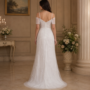 Luxury White Off Shoulder Lace Wedding Gown for Women Sweetheart Neck Bridal Dress Elegant A Line Reception Ceremony Maxi Dress - Product Image 2