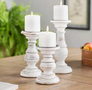 Ensemble de porte-bougies uniques en bois de manguier pour la décoration de la maison et du salon, style rustique, couleur crème, à prix réduit - Product Image 6