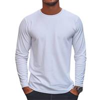 T-shirt à manches longues en coton 100% tricoté uni, imprimé avec logo personnalisé pour homme, respirant, vêtements décontractés, fournisseur OEM