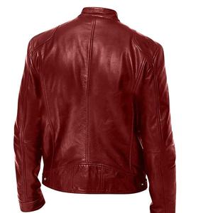 DEEP <b>RED</b> <b>Men</b> <b>Leather</b> <b>Jacket</b> <b>Men</b> 2024 Spring Casual Motor Spliced Customized <b>Leather</b> <b>Jacket</b> <b>Men</b> Autumn Fashion Biker <b>Jacket</b> - Product Image 2