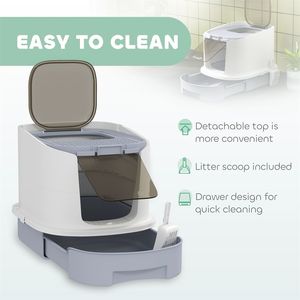 Lettiera per Gatti Automatica di Grande Capacità, Facile da Pulire, in Plastica e Legno, per Uso in Soggiorno - Product Image 6