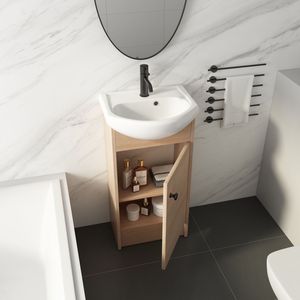 Mobile bagno freestanding da 18 pollici con lavabo integrato, soluzione per spazi ridotti (confezione KD) G BVB02218PLO - Product Image 3