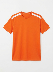 Maillot de football orange à manches courtes, col rond, anti-transpiration, unisexe, adulte, coupe classique, 100 % polyester, couleur unie - Product Image 1