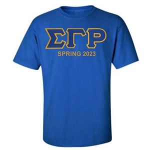 T-shirt à lettres Sigma Gamma Rho pour femme, manches courtes, col rond, en coton, motif graphique, décontracté, vêtement de sororité, haut tendance personnalisé - Product Image 2