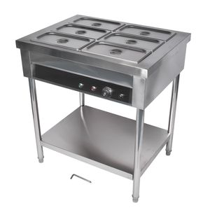 Scaldavivande Elettrico Professionale Commerciale a 6 Vasche, Tavolo Riscaldante a Vapore in Acciaio Inox per Buffet e Catering - Product Image 4