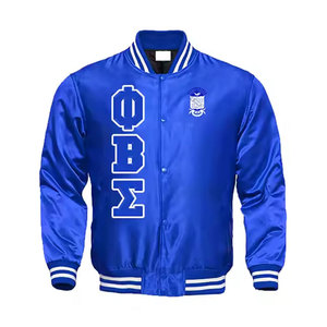 Veste en satin avec lettres grecques, vente en gros OEM, design personnalisé pour fraternités et sororités, lettres grecques brodées, tissu léger et brillant - Product Image 3