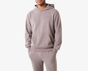 Ensemble de survêtement en molleton respirant à capuche pour homme, couleur unie, 100% coton, sweat-shirt et pantalon décontractés, vêtements d'hiver, coupe classique - Product Image 4