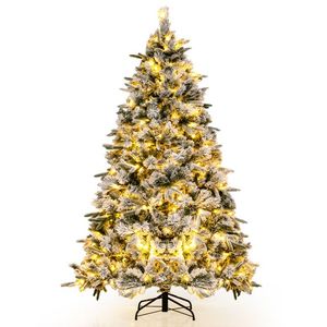 Albero di Natale floccato con 250 luci LED bianco caldo e 752 punte di rami misti - Product Image 1
