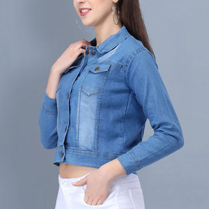 <b>Women's</b> <b>Cropped</b> <b>Jean</b> Outerwear Jacket Modern Denim Casual Streetwear Wholesale Manufacturer Oversize Denim Jacket High Quality - Product Image 5