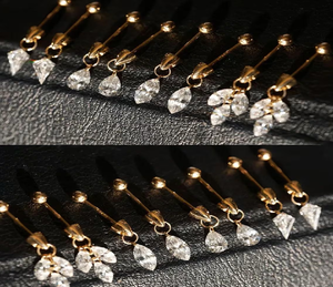 Juego de Aretes de Diamantes con Forma de Pera, Marquesa y Cometa, Joyería Minimalista para Perforaciones de Cartílago, Oro de 14K, para Uso Diario, Regalo para Mujer - Product Image 5