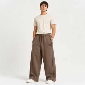 Pantalon de détente ample à entrejambe bas pour homme en molleton bouclette avec cordon de serrage, broderie personnalisée, hiver, respirant, coton écologique - Product Image 6