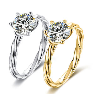 Anillo de Compromiso Unisex AMBER JEWELS de Plata 925 con Baño de Rodio, Moissanita Certificada IGI, Corte Brillante, Engaste de Garras, Estilo Clásico - Product Image 3