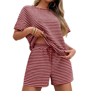 Premium Quality Casual Women's 2-Piece T-shirt & Short <b>Twin</b> <b>Set</b> 100% Cotton Quick Dry & Breathable Price Wholesale Price - Product Image 1