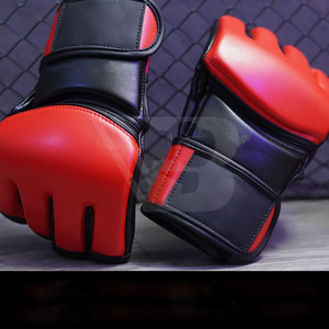 Nuevos Guantes de Boxeo de Medio Dedo para Entrenamiento de Kick Boxing y MMA, Transpirables, de Cuero Vacuno Dorado, en Venta - Product Image 4