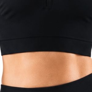 Black Women's Seamless Quarter <b>Zip</b> Halter Athletic <b>Crop</b> Top Moisture Wicking Workout Shirt for Yoga Gym Fitness Running - Product Image 4
