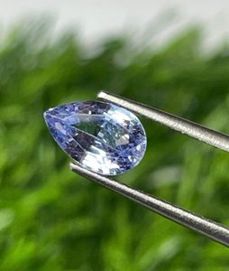 Zafiro azul natural tallado en forma de pera, piedra de color azul claro. Zafiro calentado. Zafiro azul certificado. - Product Image 4