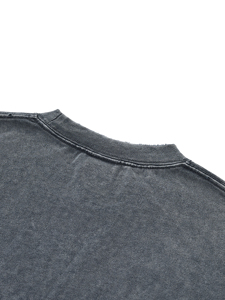 T-shirt unisexe Snow Wash Raw-Hem Boxy en coton premium 320g entièrement personnalisable, grandes tailles homme - Product Image 4