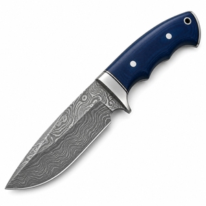 Couteau de chasse artisanal en acier Damas, lame en acier à motifs forgée à la main, manche en bois confortable, couteau utilitaire professionnel pour l'extérieur - Product Image 1