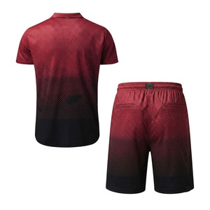 Conjunto de polo y pantalones cortos para hombre EKIN IMPEX con degradado de color, de secado rápido, tejido deportivo, para verano, con logotipo personalizado, conjunto de 2 piezas para hombre - Product Image 2