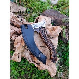 Custom Handmade High Carbon Steel Hatchet Pizza Cutter <b>Camping</b> <b>Kitchen</b> Knife 3 1/2 Blade Wood Handle Custom Logo Outdoor Cooking - Product Image 4
