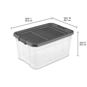 Bac de rangement empilable en plastique transparent de 76 Qt avec couvercle à loquet, gris foncé, lot de 2 - Product Image 2