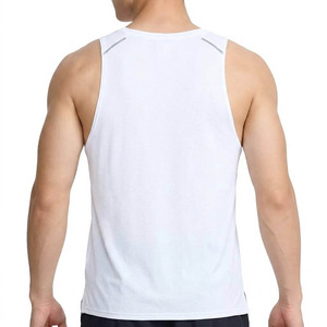 <b>Men's</b> <b>White</b> Sleeveless Tank Top O-Neck Breathable Knitted Sporty Athletic Workout <b>Vest</b> 100% Polyester Solid Color - Product Image 2