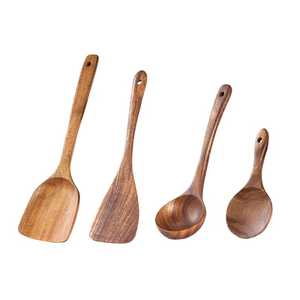 Ensemble d'ustensiles minimalistes en bois de frêne 4 pièces, cuillères de cuisine et spatules ajourées artisanales pour cuisines haut de gamme - Product Image 5