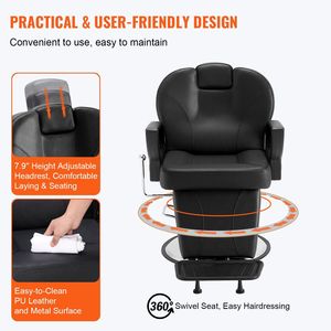 Nero pieghevole 360 gradi girevole 90 130 reclinabile salone bellezza Spa Shampoo carico massimo peso 330 libbre idraulico barbiere - Product Image 5