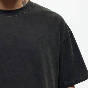 T-shirt pour homme en coton doux imprimé délavé à l'acide, nouvelle tendance, coupe oversize, noir foncé, délavé à l'acide, look rétro décontracté - Product Image 3