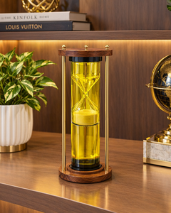 Reloj de Arena Grande Amarillo con Marco de Madera Vintage, Reloj Decorativo Silencioso para el Hogar, Cocina, Oficina, Escritorio - Product Image 2