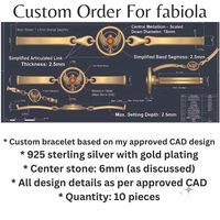 Pulsera personalizada de plata de ley 925 chapada en oro para Fabiola