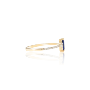14K White Gold Cushion Cut Blue Sapphire and Diamond Wedding Ring for Women - Product Image 3