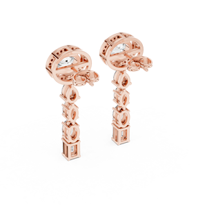 Boucles d'oreilles UNIQUE DANGLERS avec diamants de laboratoire 3 carats à taille mixte, sertis en or rose 18 carats, pour femme, idéales pour les mariages, fiançailles et soirées glamour. - Product Image 2