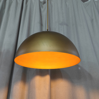 Luminaire suspendu moderne en forme de dôme doré mat, grande lampe suspendue en laiton en forme d'hémisphère, 2700K, lumière blanc chaud doux, économie d'énergie, abat-jour en verre