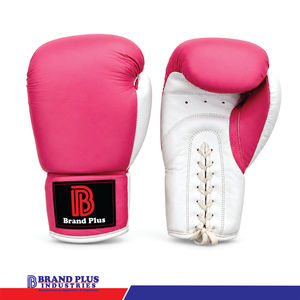 ถุงมือชกมวย Brand Plus Factory แบบผูกเชือก สำหรับฝึกซ้อมและแข่งขัน  วัสดุหนังและโฟมหลายชั้น เหมาะสำหรับมวยไทย MMA และมวยสากล - Product Image 1