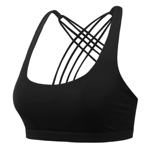 Soutien-gorge de sport noir pour homme avec dos croisé, maintien élevé, idéal pour le yoga et l'entraînement, en Spandex/Nylon, séchage rapide et respirant, col en U - Product Image 1