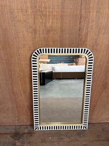 Espejo con Incrustaciones de Hueso Hecho a Mano, Espejo Rectangular de Pared, Espejo de Baño con Borde de Latón, Decoración Moderna para el Hogar - Product Image 5