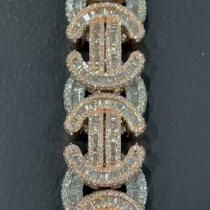 Pulsera de Lujo de Dos Tonos con Eslabones Cubanos y Diamantes Moissanita VVS de Corte Baguette, Joyería Hip Hop para Hombres y Mujeres - Product Image 1