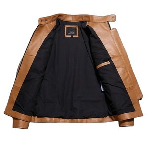 Chaqueta de cuero genuino personalizada con servicio OEM para hombre, chaquetas de hombre con cremallera para uso en invierno, nuevas chaquetas de cuero a la moda para hombre a la venta - Product Image 3