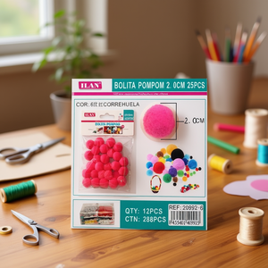 Palline Pompon ILAN 2.0Cm 25 Pezzi Decorazione Artigianale Per Progetti Fai Da Te - Product Image 2