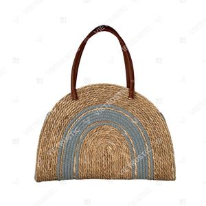 AZURE ARCH Handwoven <b>Straw</b> & Cotton Tote & Crossbody <b>Bag</b> Collection with Zipper Closure and Tassel Detail - Product Image 2