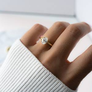 Bague de fiançailles en moissanite CZ, argent sterling 925 plaqué or 14 carats, bague de promesse, bague d'anniversaire de mariage pour elle, femme - Product Image 4