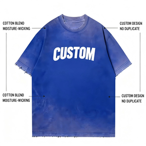 เสื้อยืดโอเวอร์ไซส์พิมพ์ลายกราฟิกแบบสกรีน ย้อมสีแบบแอซิดวอช ซันเฟด คุณภาพพรีเมียม แขนสั้น รับผลิตแบบ OEM ขายส่ง - Product Image 2