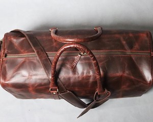 Sac de sport pliable imperméable de style sportif, en cuir véritable à 100 %, fermeture éclair, pour la gym, les voyages, unisexe, utilisation en extérieur - Product Image 5