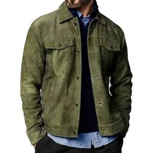 <b>Men</b> Shearling Leather <b>Jacket</b> Winter Sherpa Lined Aviator Coat Windproof Regular Length Outerwear - Product Image 3